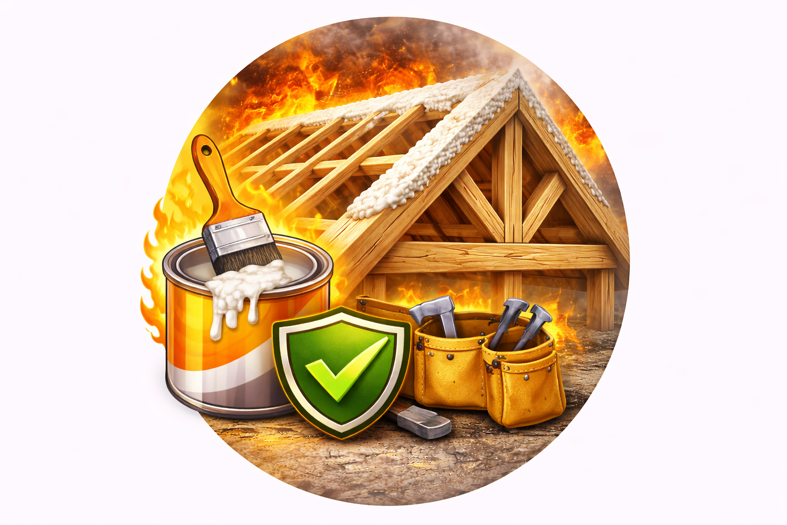 Application de peinture intumescente sur structure bois et charpente